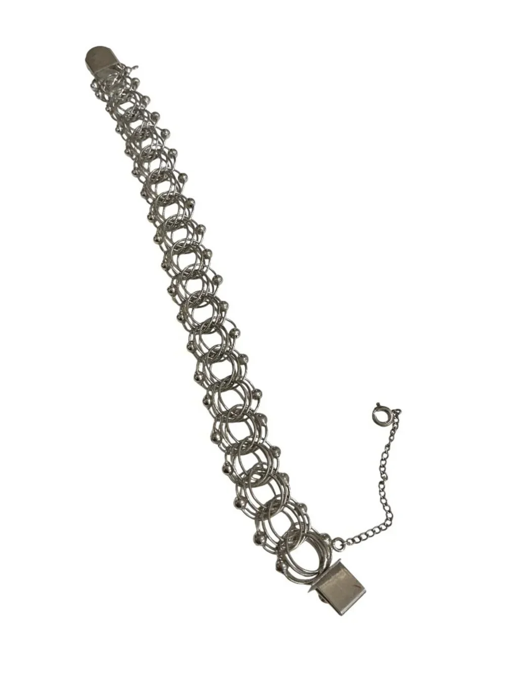 Vintage Rare  Sterling Silver Chain Mail  Bold Statement Bracelet  Safety Chain